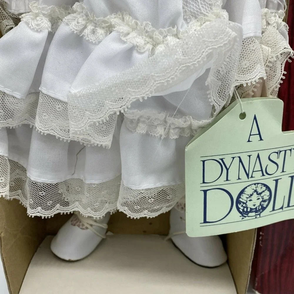 Vintage‎ 80s Dynasty Doll Collection Porcelain Meredith White Lace Dress W/ Box